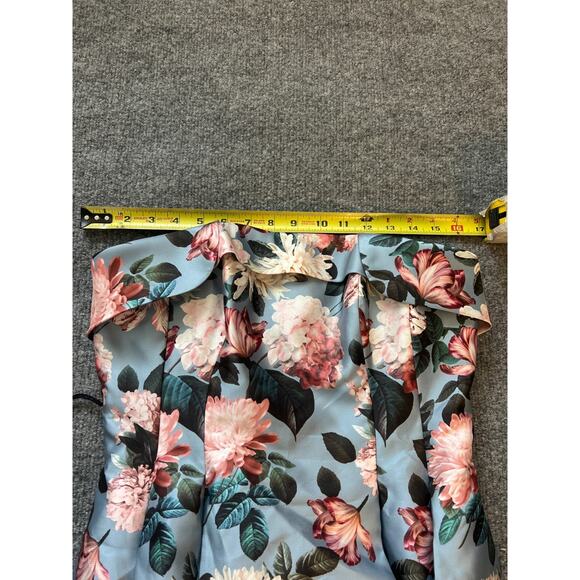 $900 Sachin And Babi Ice Blue Garden Strapless Floral Envelope Brielle Gown 6 - Picture 8 of 12